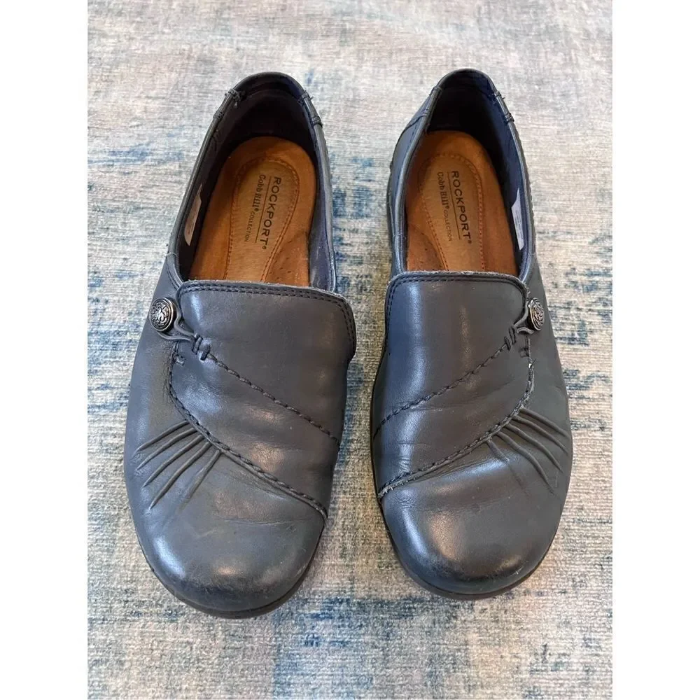 Rockport Navy Blue Cobb Hill Paulette Flat Slip On Shoes 6.5 XW